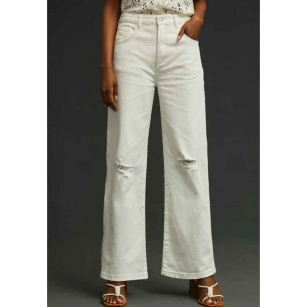 Pilcro Women's Joey High Rise Wide Leg White Jeans